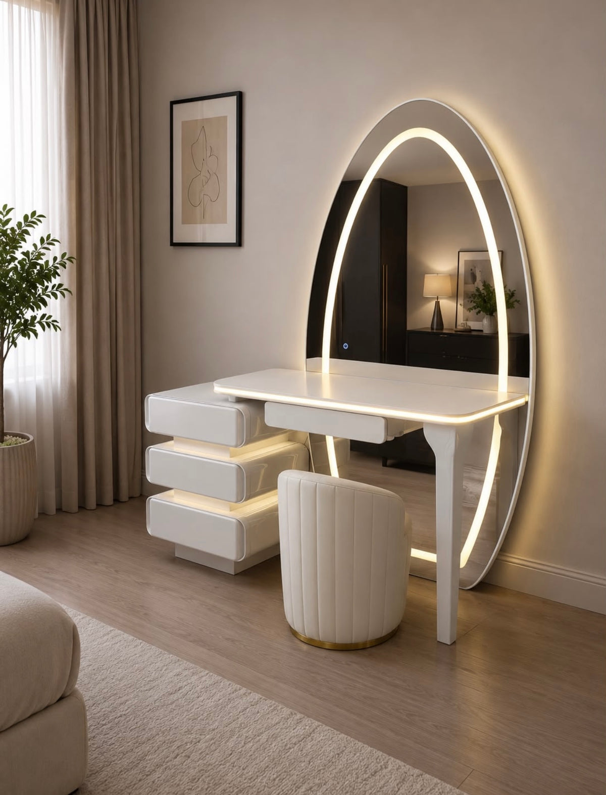 008 - OvalAura LED Dressing Table