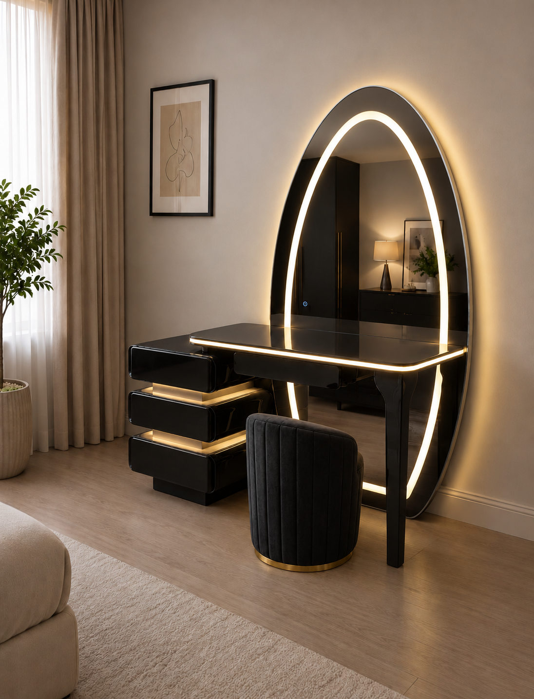 008 - OvalAura LED Dressing Table