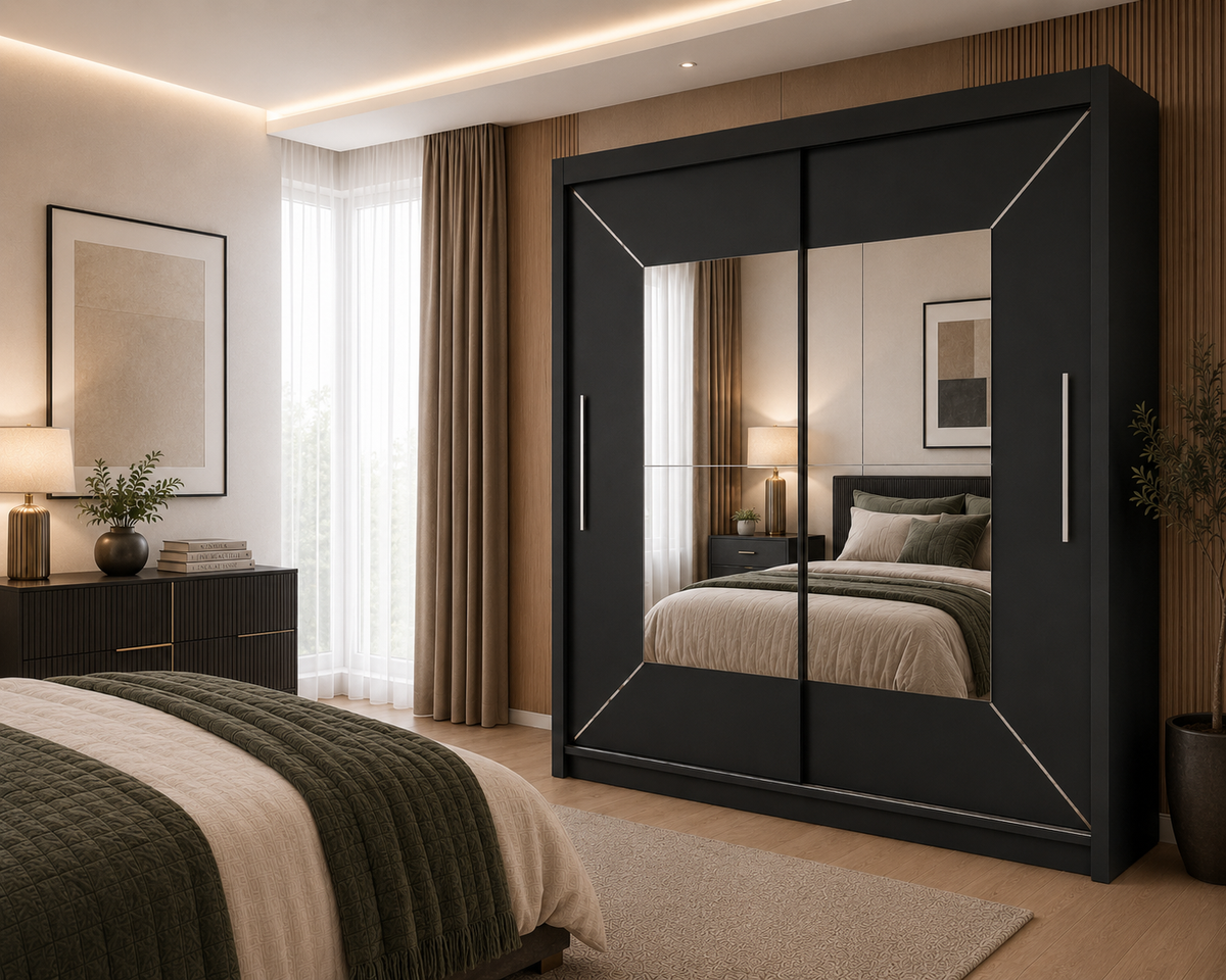 Modern Venice Mirrored Sliding Door Wardrobe – 3 Colours