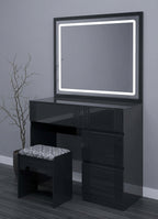 004 - Modern LED Mirror Dressing Table with Fluted Drawers