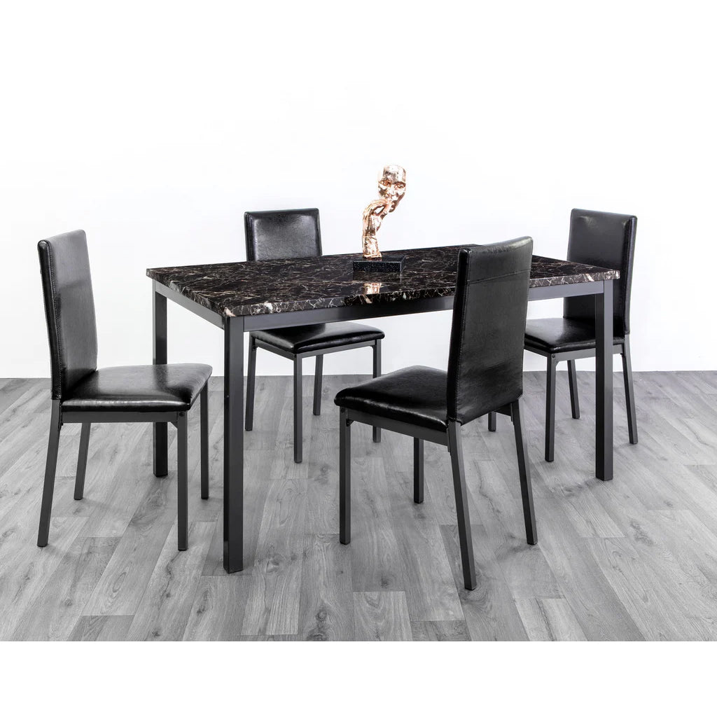 Ruby Marble Effect Dinning Table Set with 4 Chairs