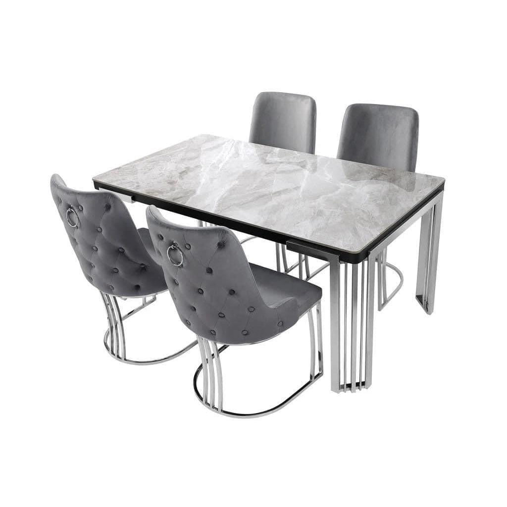 Morocon Marble Dinning Table Set with 4 Chairs